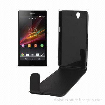 Pure Color Vertical Flip Soft Leather Case for Sony Yuga C6603, Black